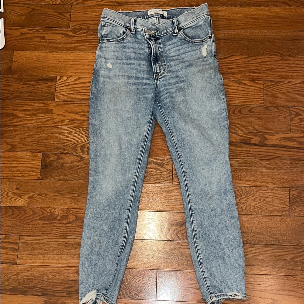 Abercrombie & Fitch Blue Skinny Jeans with Vintage Distressed Look